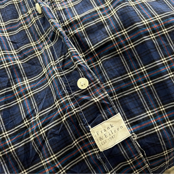 🆕 Frank & Eileen plaid purple blue linen Barry shirt medium - Picture 6 of 14
